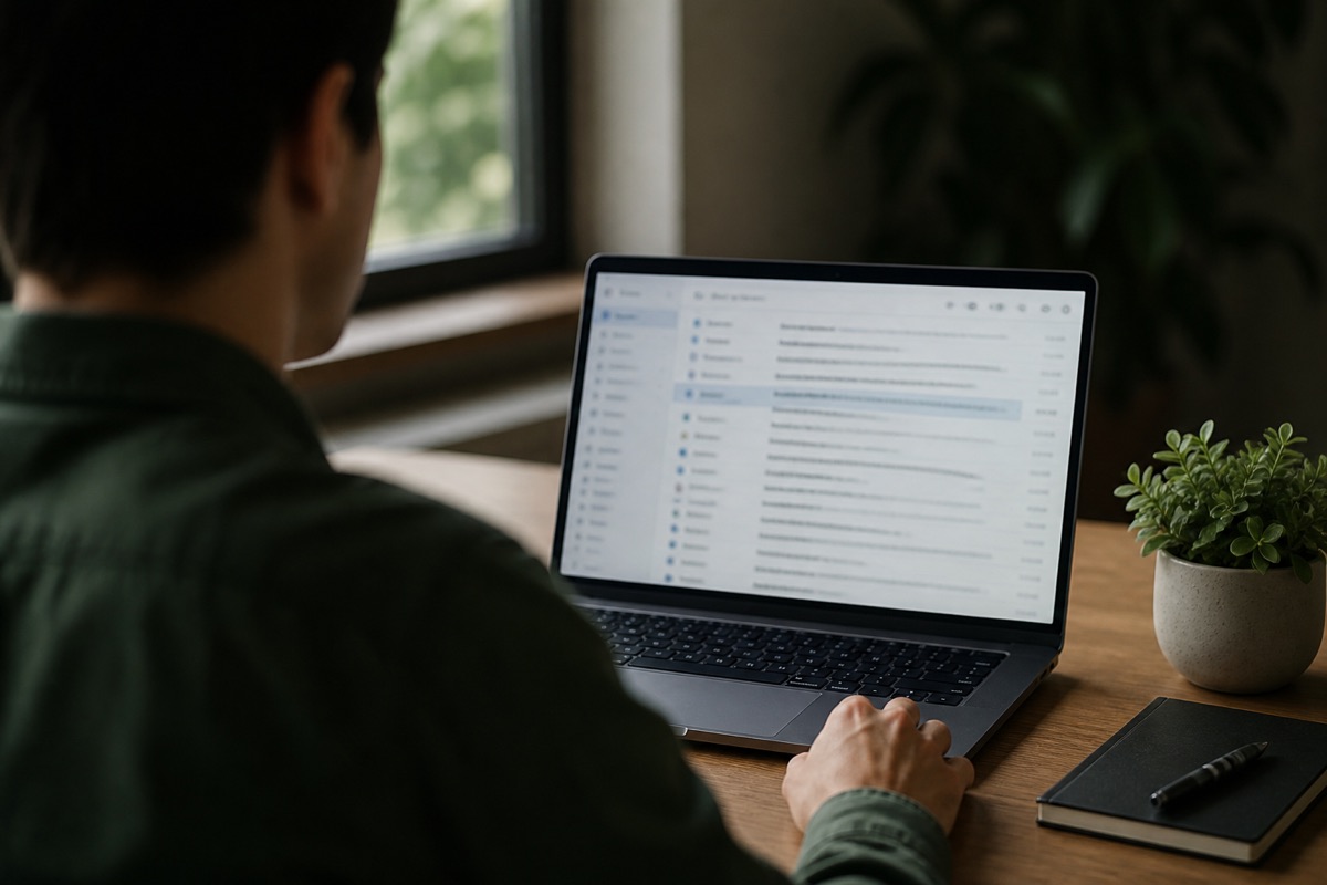 Developer viewing test email on a computer